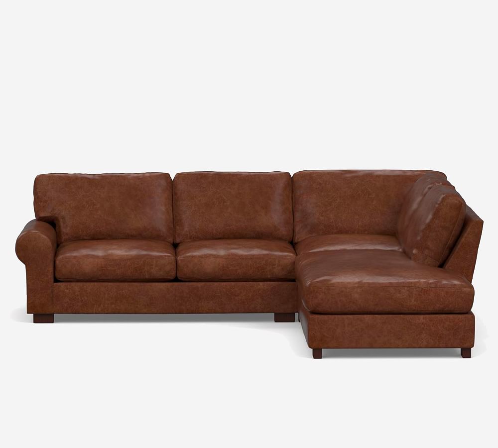 Turner Roll Arm Leather 3-Piece Bumper Sectional (114&quot;)