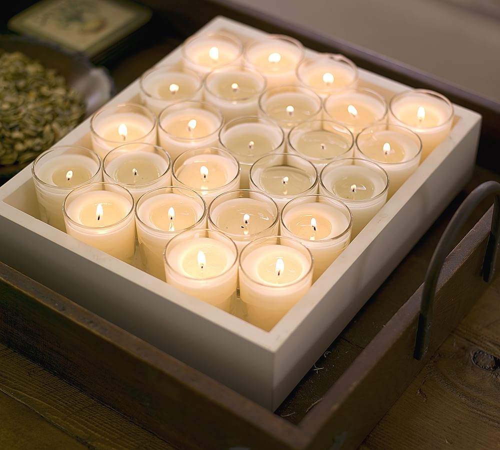 Unscented Filled Glass Votive Candles, Set of 16