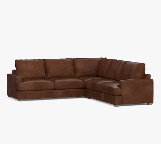 Canyon Square Arm Leather 3 Piece LSectional Pottery Barn