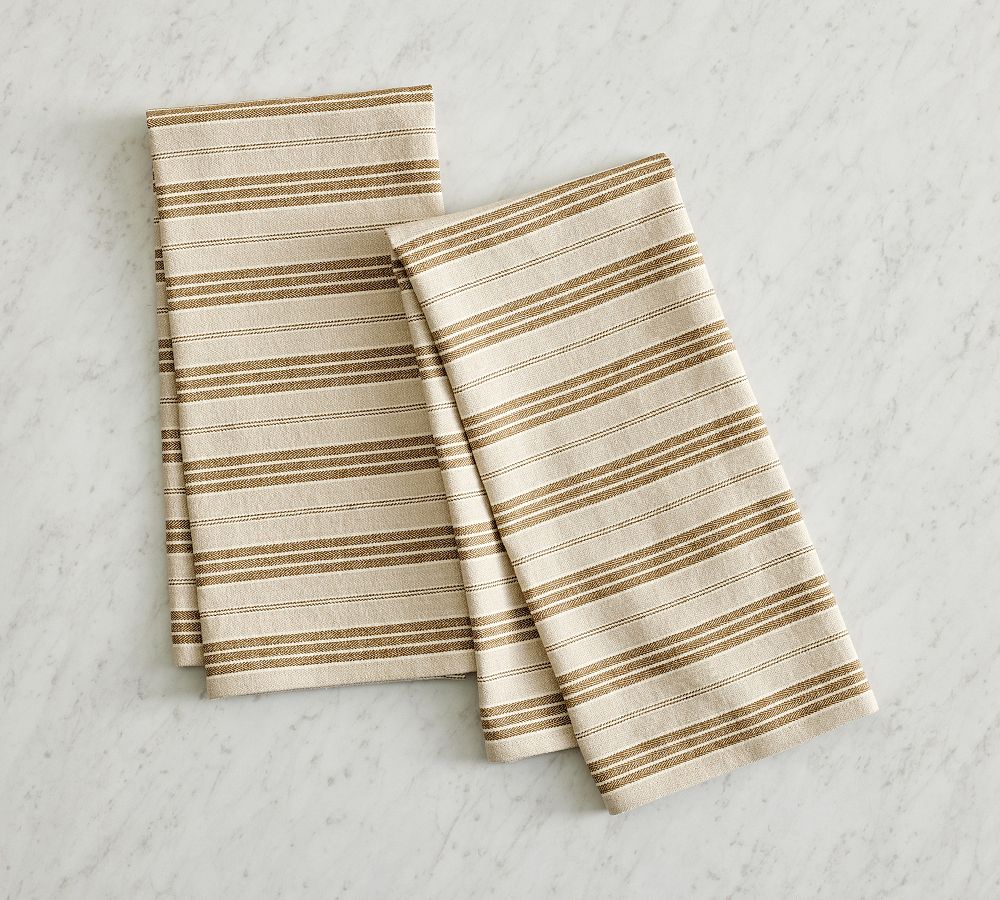 Colette Stripe Cotton/Linen Tea Towels - Set of 2