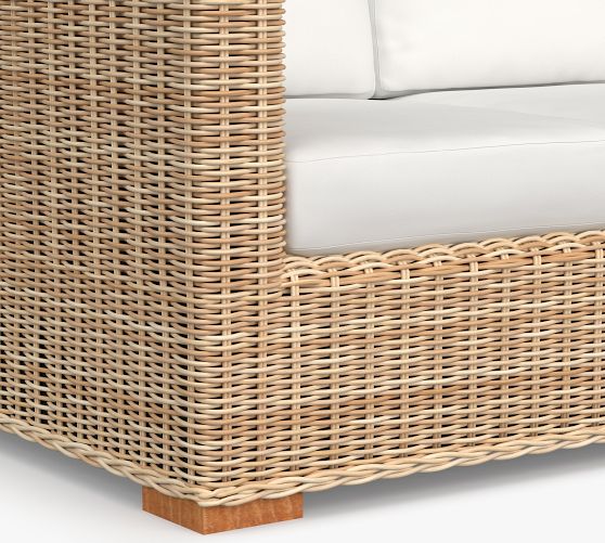 Huntington AllWeather Wicker Square Arm Outdoor Sofa Pottery Barn