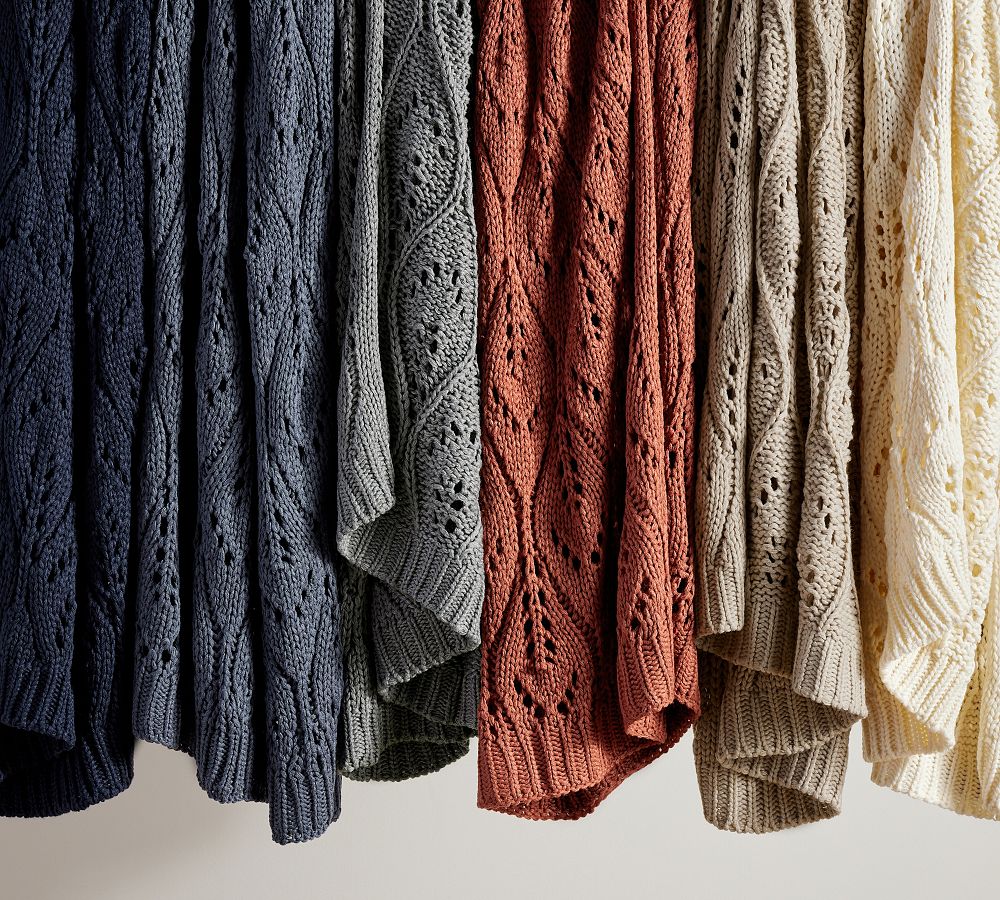 Pointelle Cotton Knit Blanket Dusty