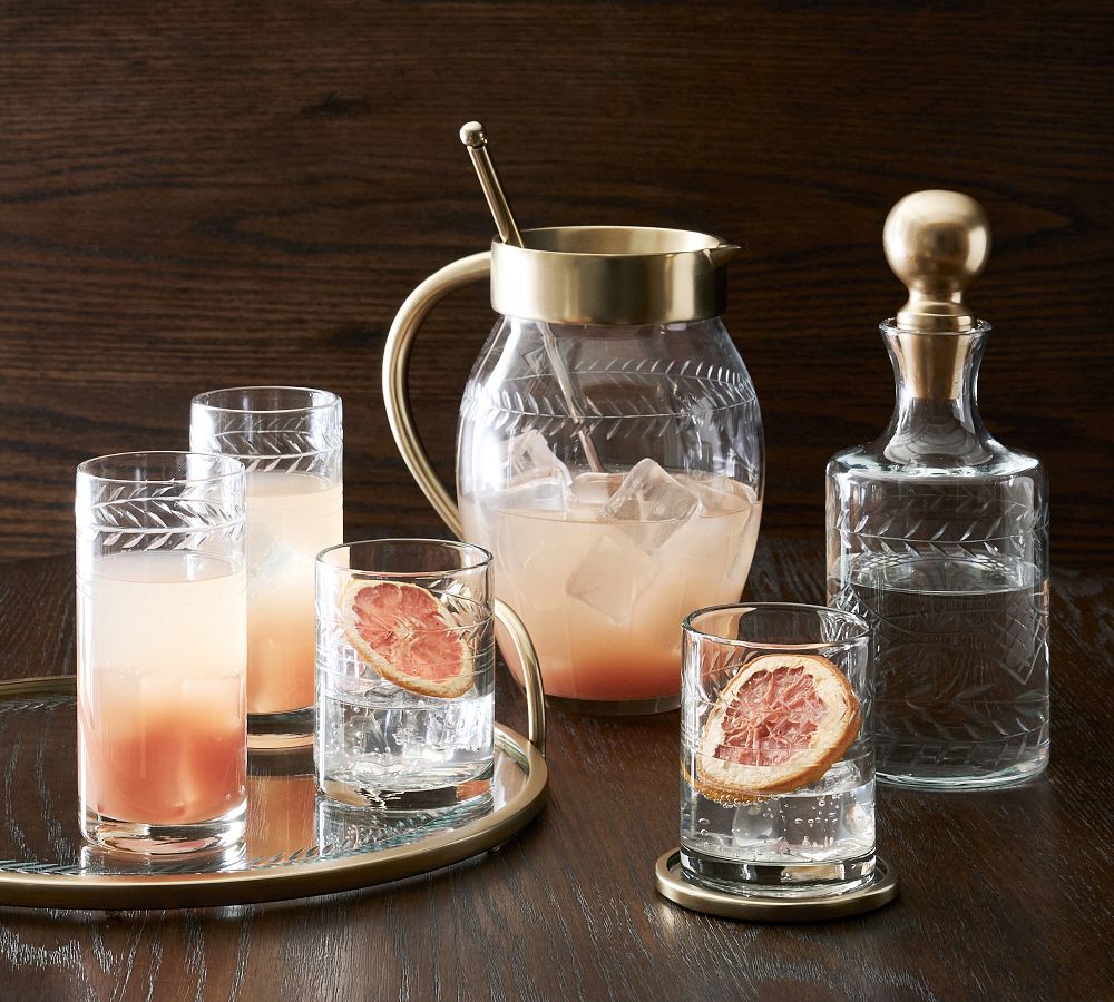 Pottery Barn Trellis Etched Coupe Cocktail Glasses Set of 4 Soda