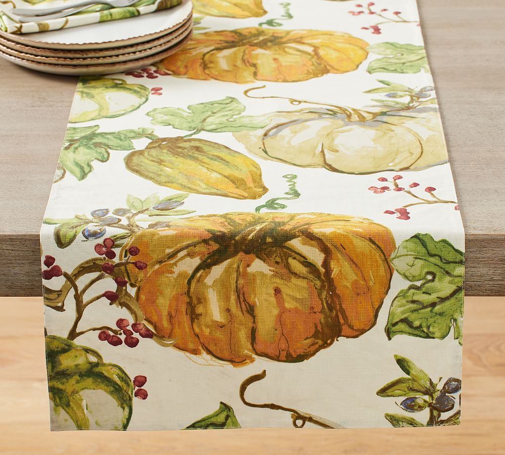 Harvest Pumpkin Linen/Cotton Table Runner
