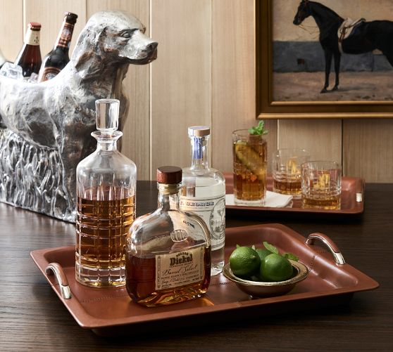 Handcrafted Leather Bar Trays Pottery Barn