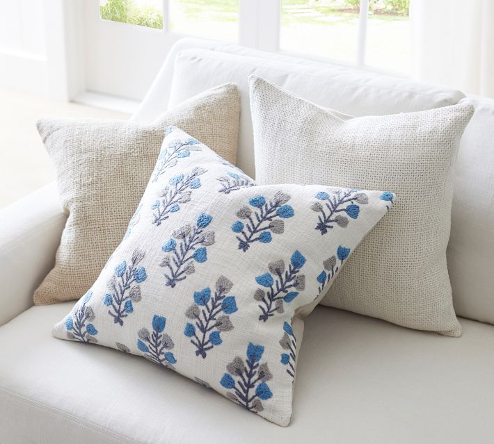 Textured Linen  Blue Pillow Cover