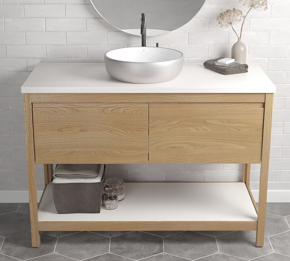 Rilen 48" Handcrafted Single Wide Vanity with Round Fireclay Sink