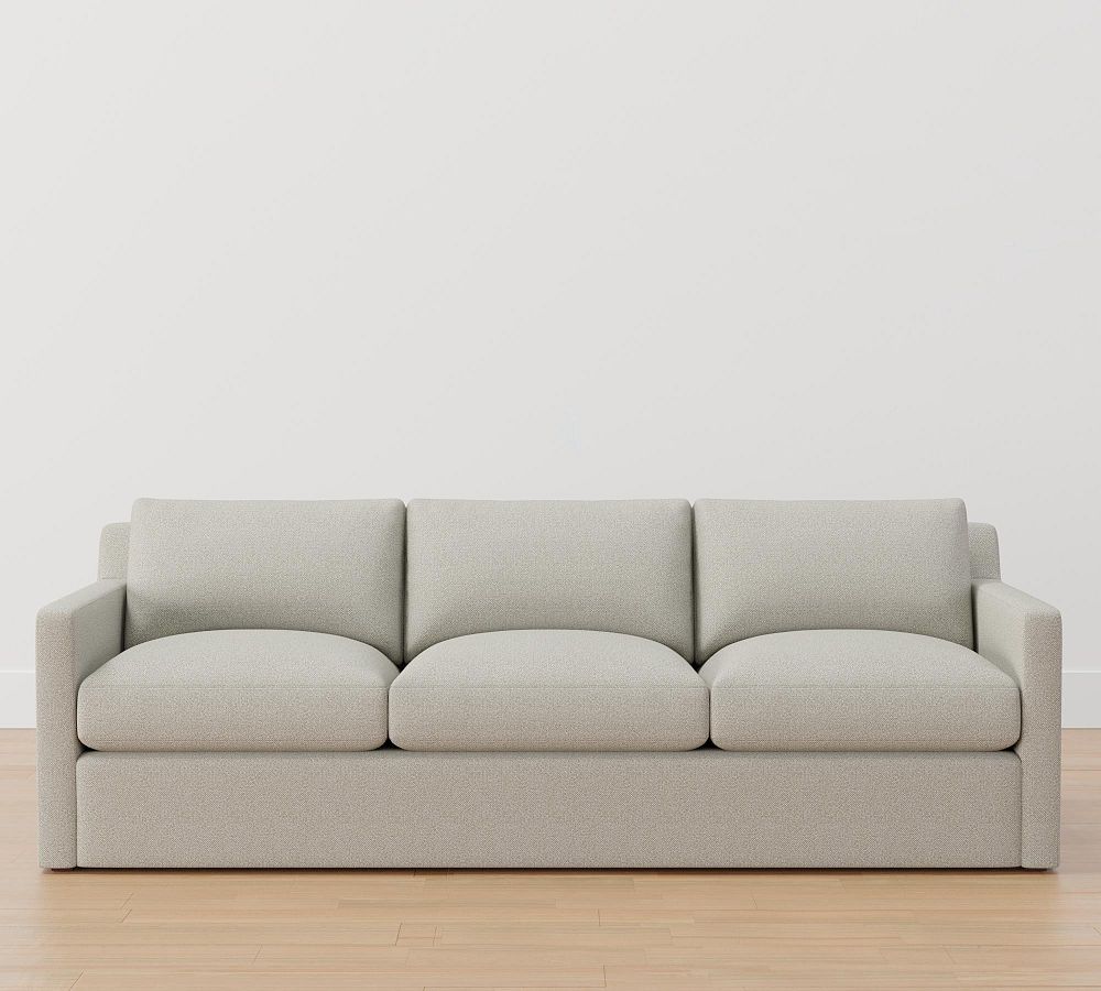 3 Seat Streamlined Upholstered Sofa Couch With Removable Back And