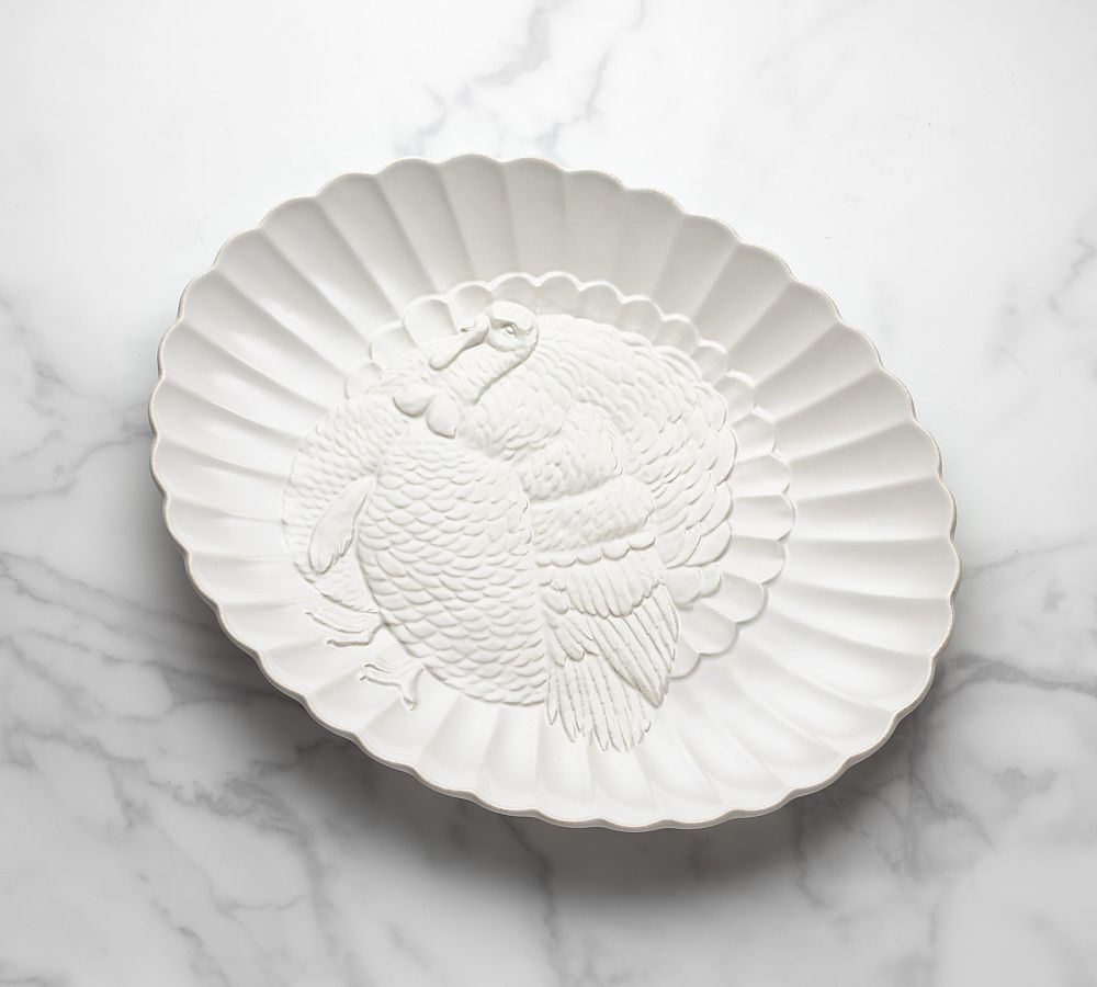 French Perle Carved Turkey Platter
