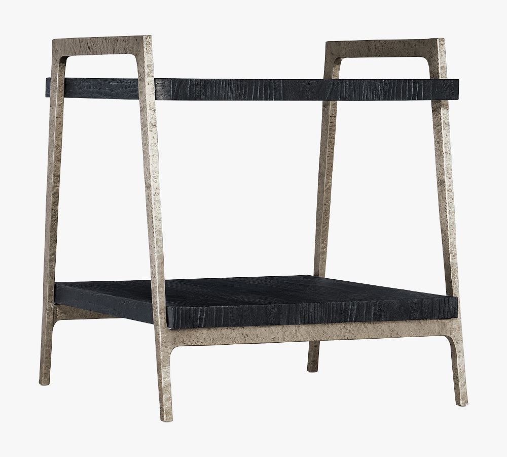 Shalina Rectangular Wood & Metal End Table Pottery Barn