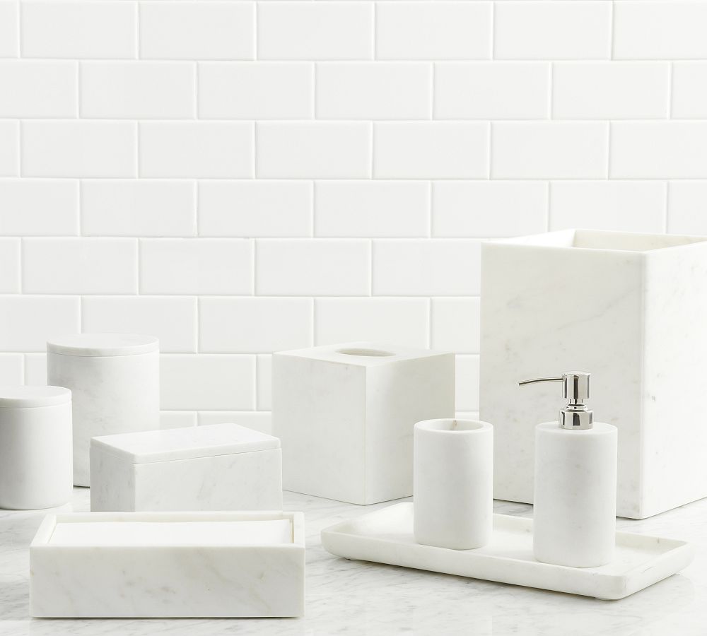 Frost Marble Bathroom Accessories Set Pottery Barn