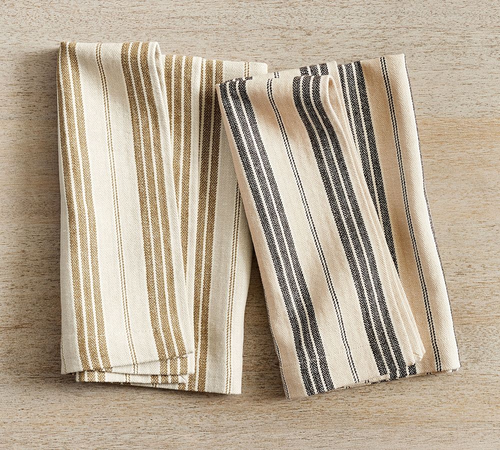 Colette Stripe Cotton/Linen Tea Towels - Set of 2