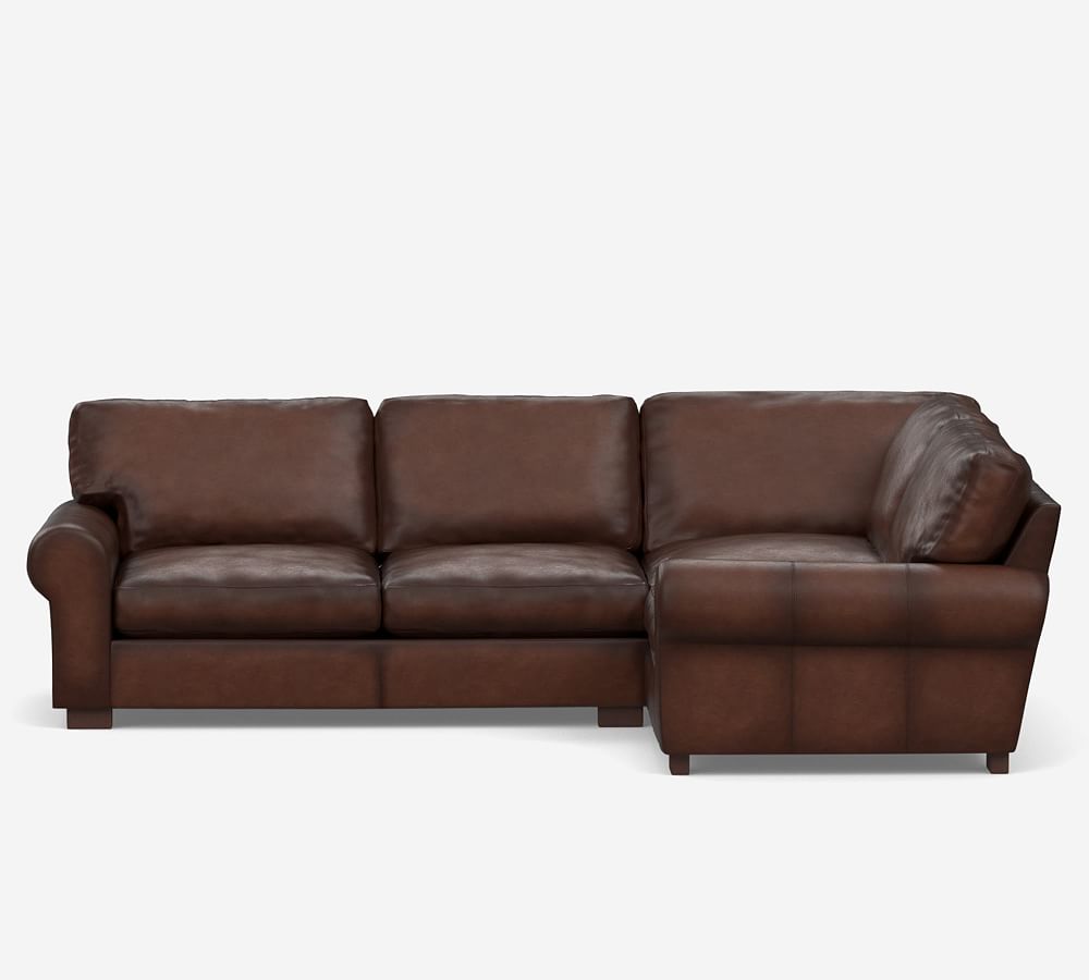 Turner Roll Arm Leather 3-Piece Sectional (114&quot;)