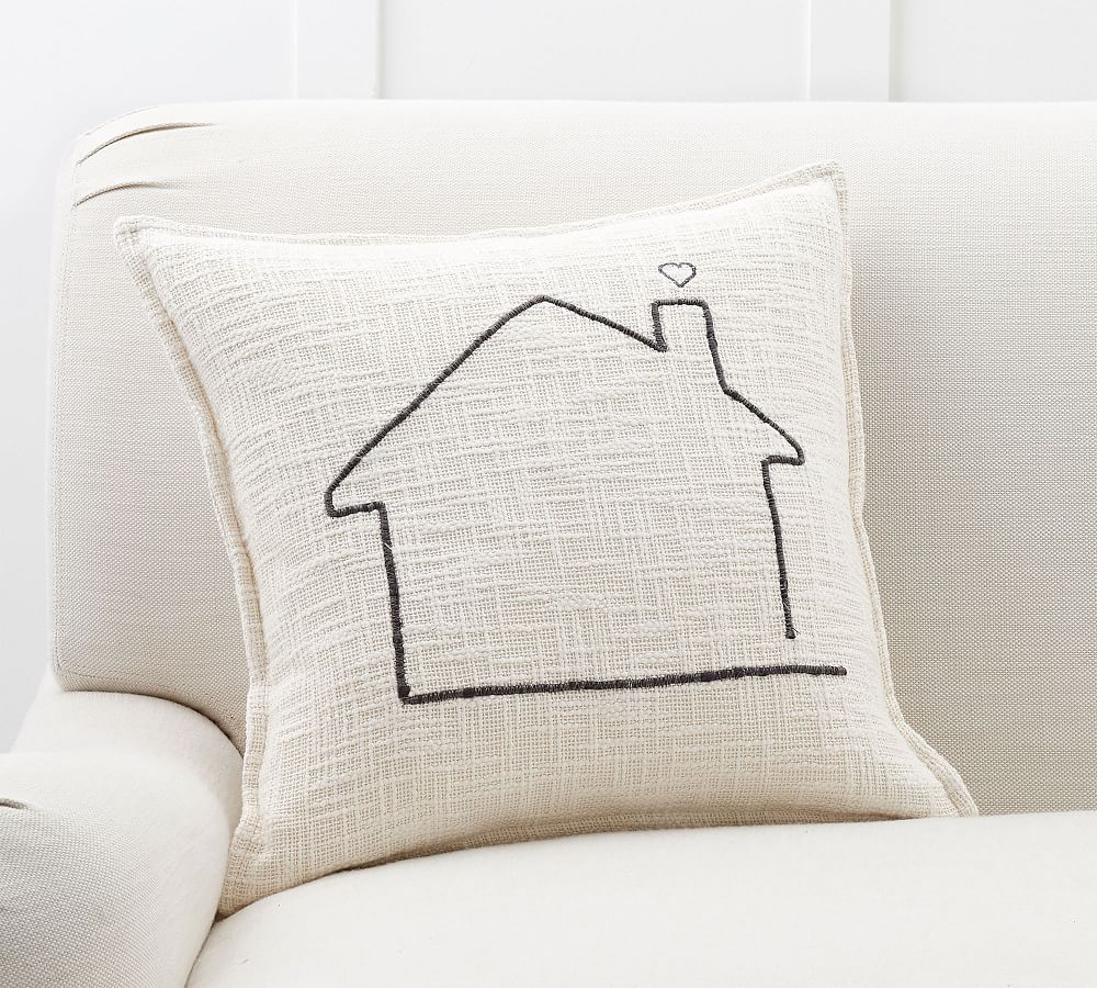 Family Home Embroidered Pillow Cover