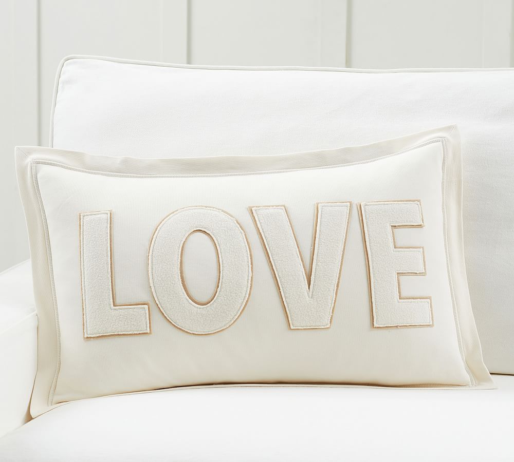 Love Applique Lumbar Pillow Cover