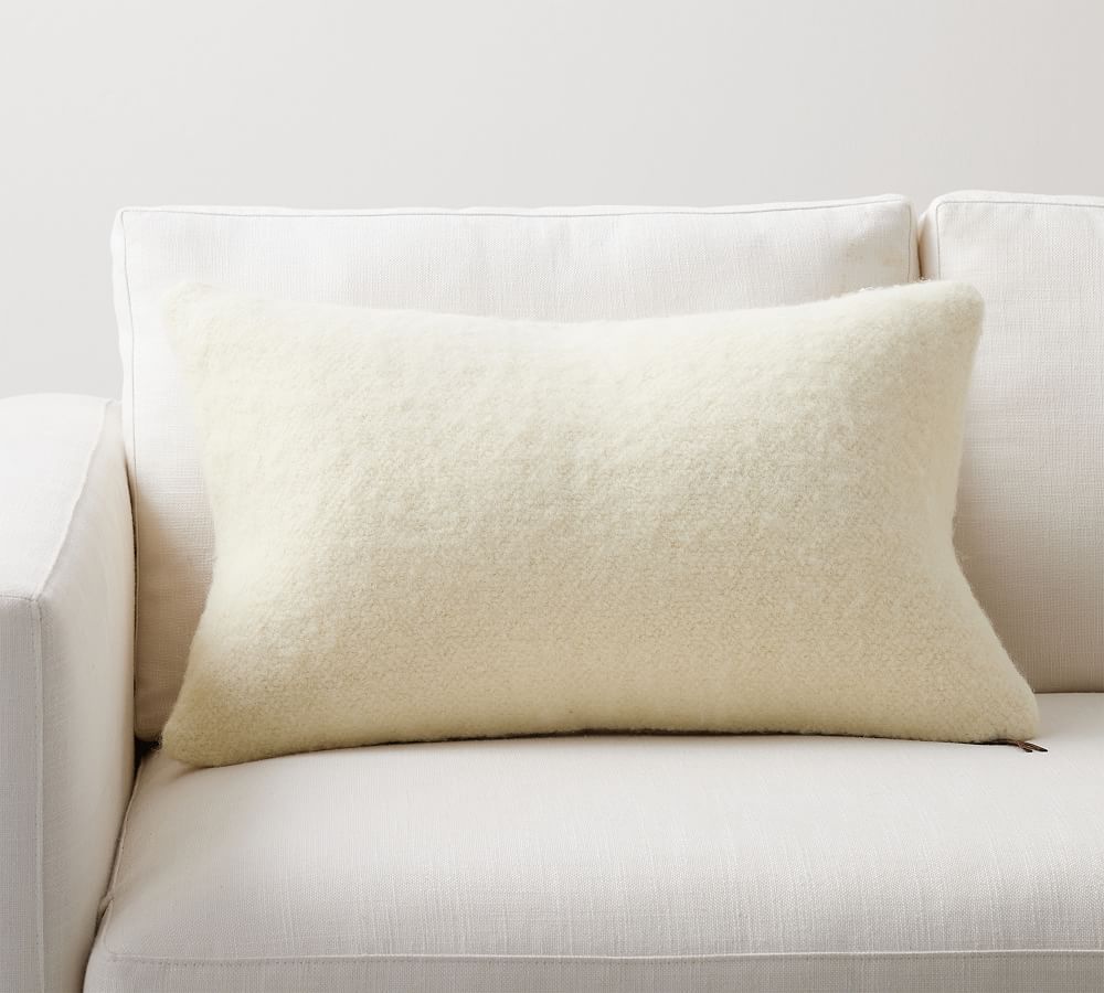 Extra Wide Ivory Textured Boucle Lumbar Pillow by World Market