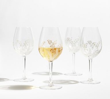 Monique Lhuillier Lily of the Valley Stemless Wine Glasses - Set