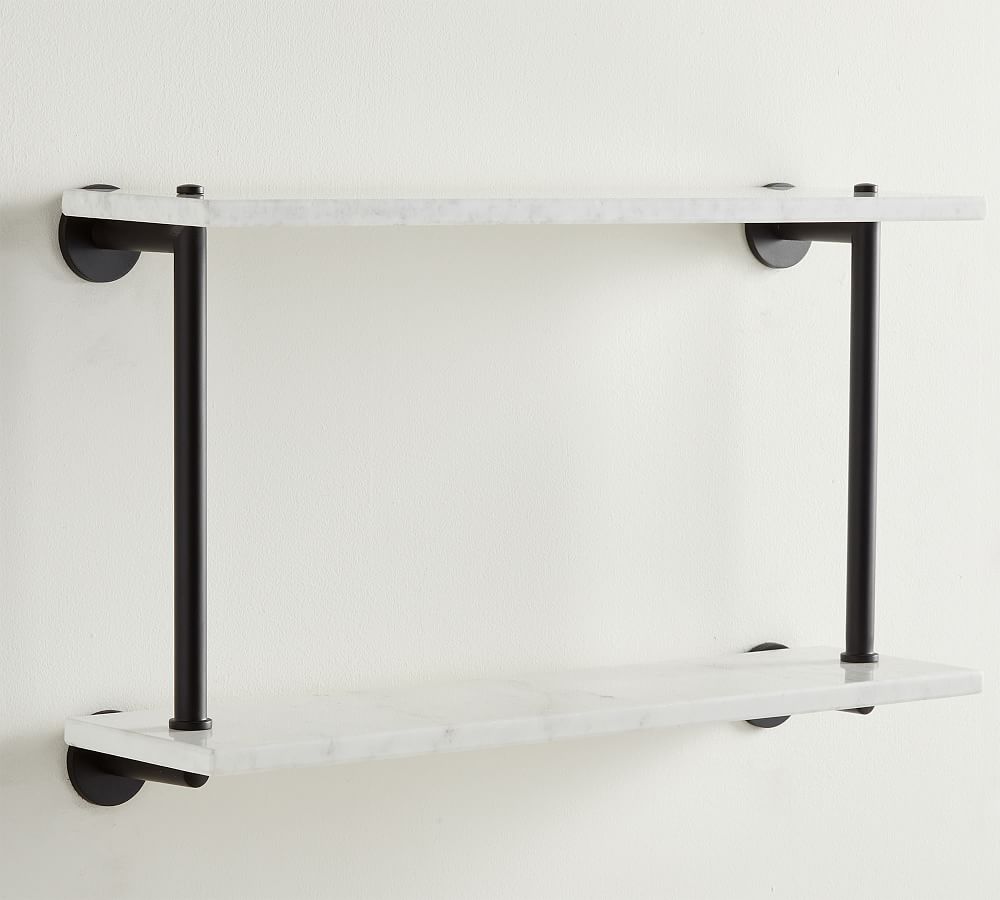 Linden Handcrafted Marble Double Tier Shelf