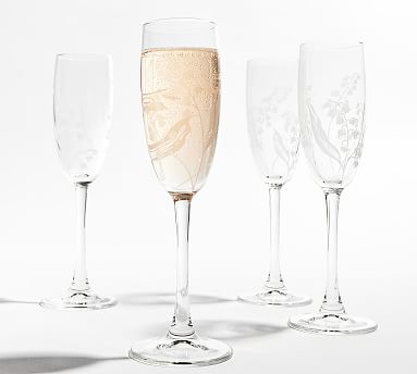 Monique Lhuillier Lily of the Valley Glass Champagne Flutes - Set of 4