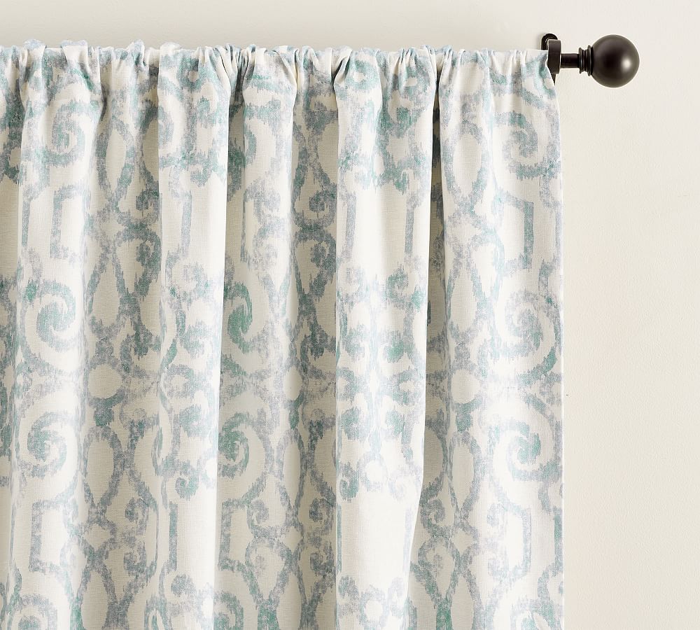 Margot Scroll Print Rod Pocket Blackout Curtain