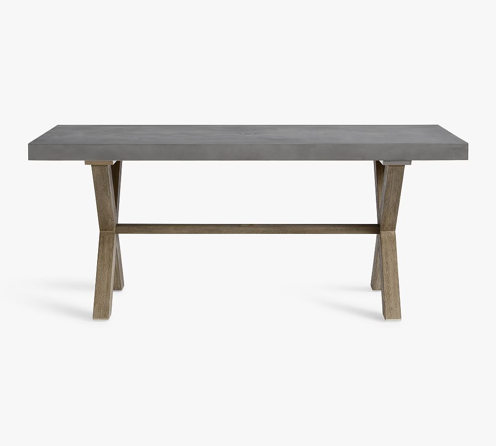 Indio Concrete & Eucalyptus X-Base Outdoor Dining Table