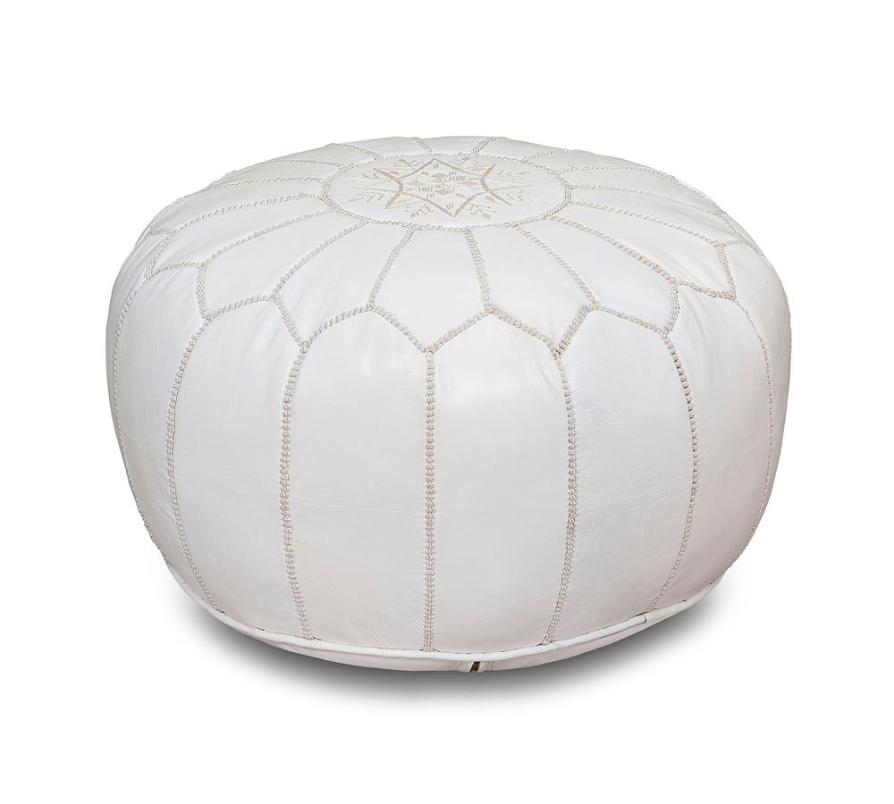 Nadia Moroccan-Style Leather Pouf