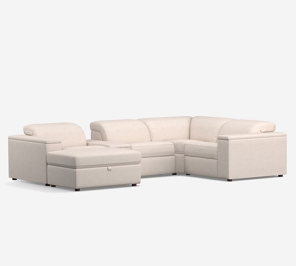 Ultra Lounge Square Arm 6-Piece Reclining Chaise Sectional (Storage Available)