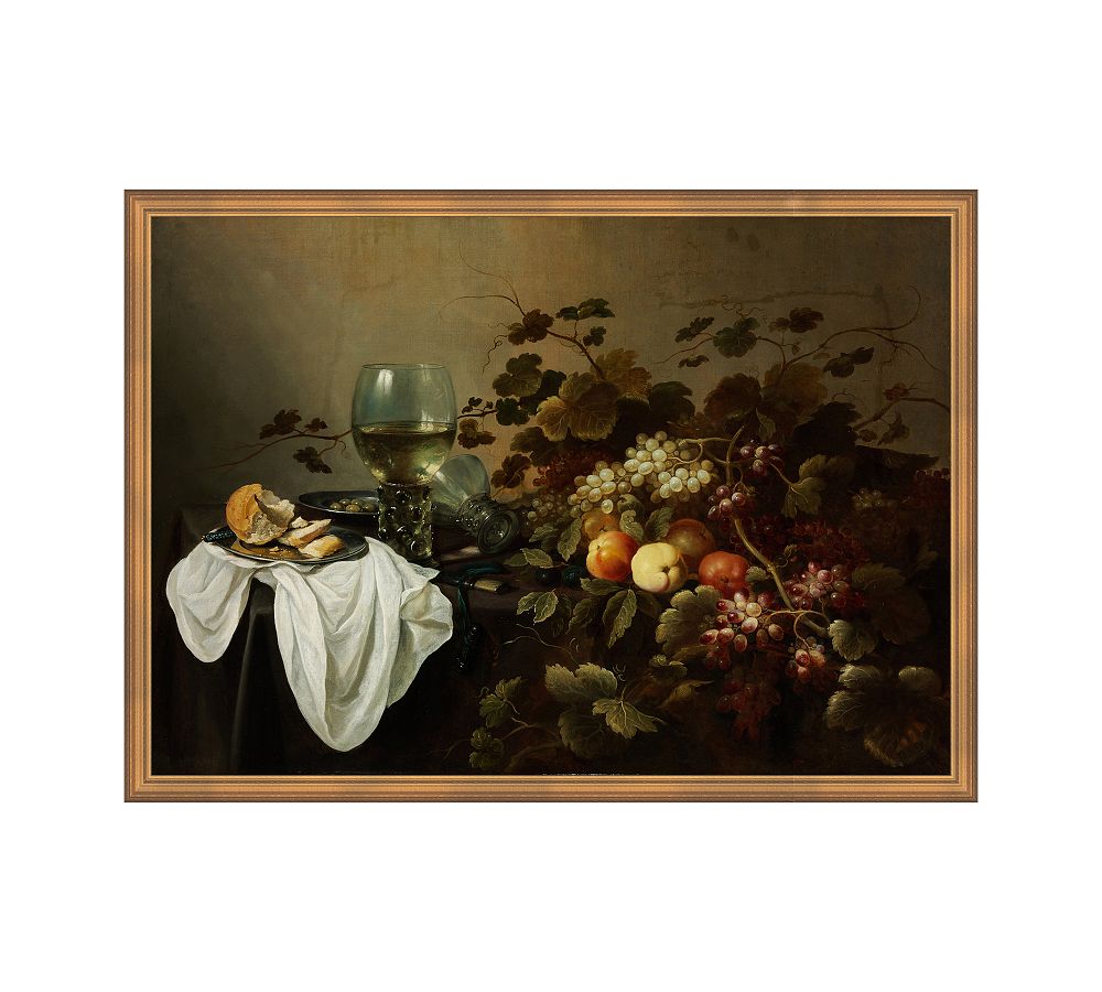 Still Life With White Wine Canvas Wall Art