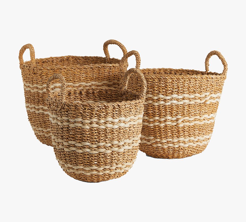 Jute & Seagrass Round Baskets Set of 3 Pottery Barn
