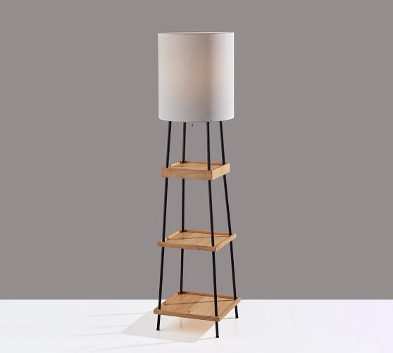 Neve Charge Wooden Shelf Floor Lamp with USB Pottery Barn