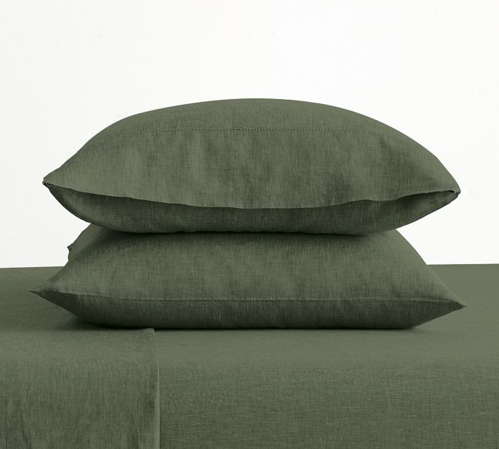 Standard 100% Washed Linen Solid Pillowcase Set Washed Black - Casaluna™
