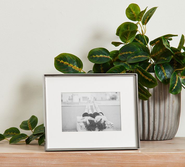 Vintage Set of Four Mix Match Silver Toned Metal Photo Picture Frames With  Glass and Fold Out Stands 8x10 5x7 Various Sizes eclectic Decor 