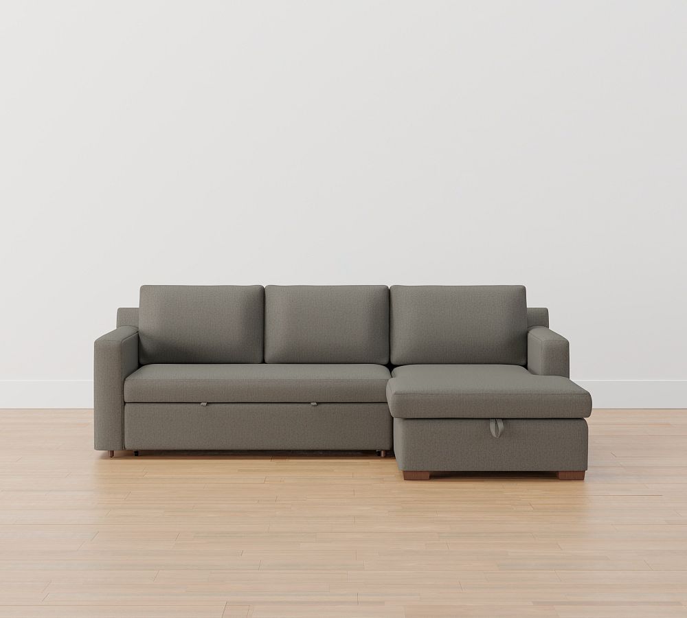 Shasta Square Arm Trundle Sleeper Sofa with Storage Chaise