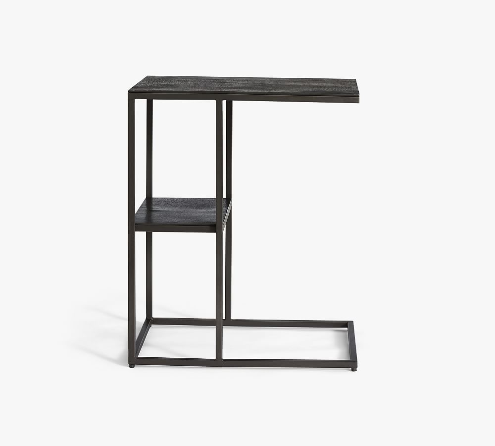Duke Rectangular Metal C-Table with Shelf