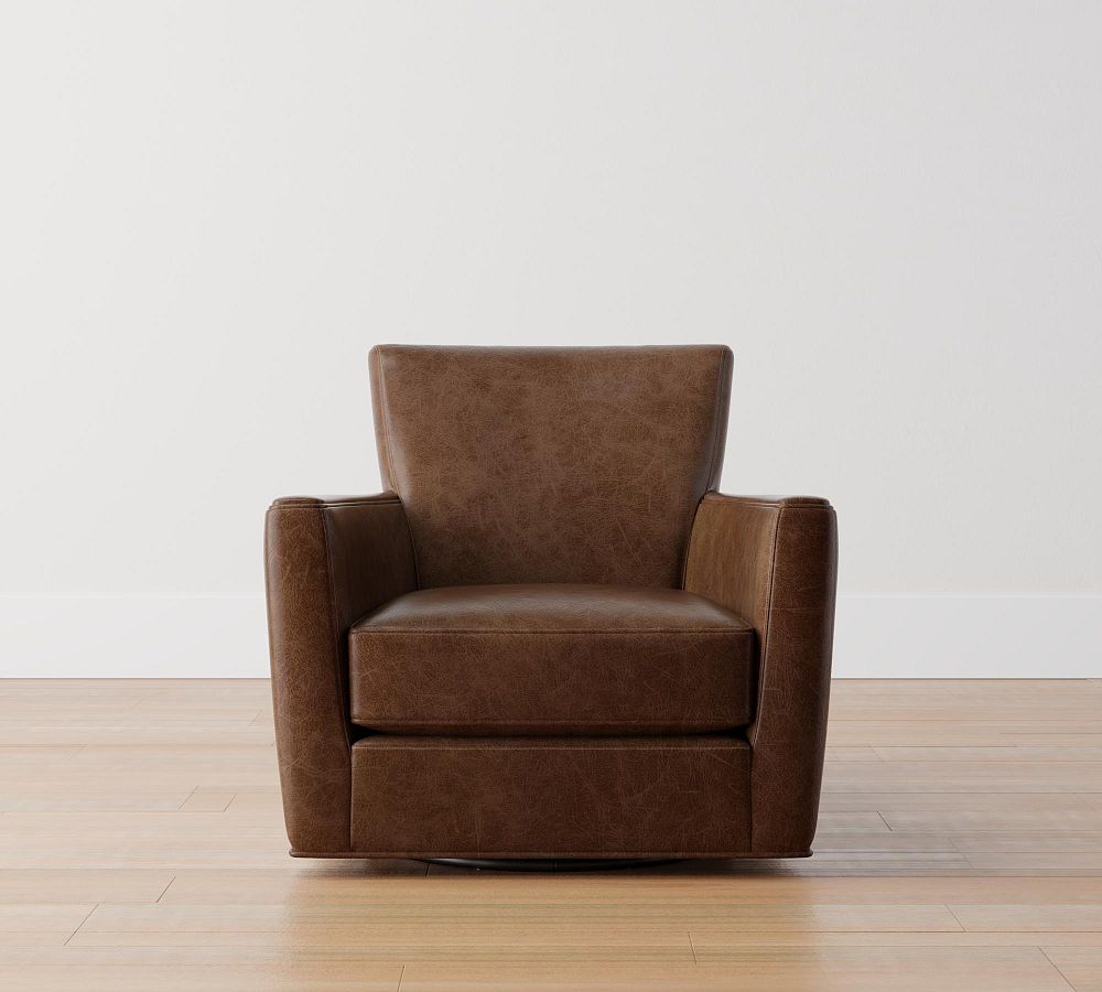 Irving Square Arm Leather Swivel Glider