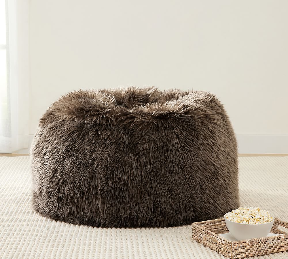 Luxe Faux Fur Bean Bag Pottery Barn   Luxe Faux Fur Bean Bag 1 L 