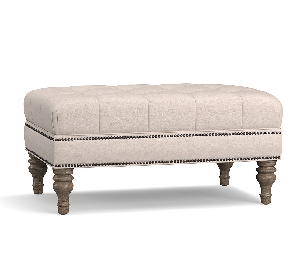 Martin Small Upholstered Ottoman | Pottery Barn