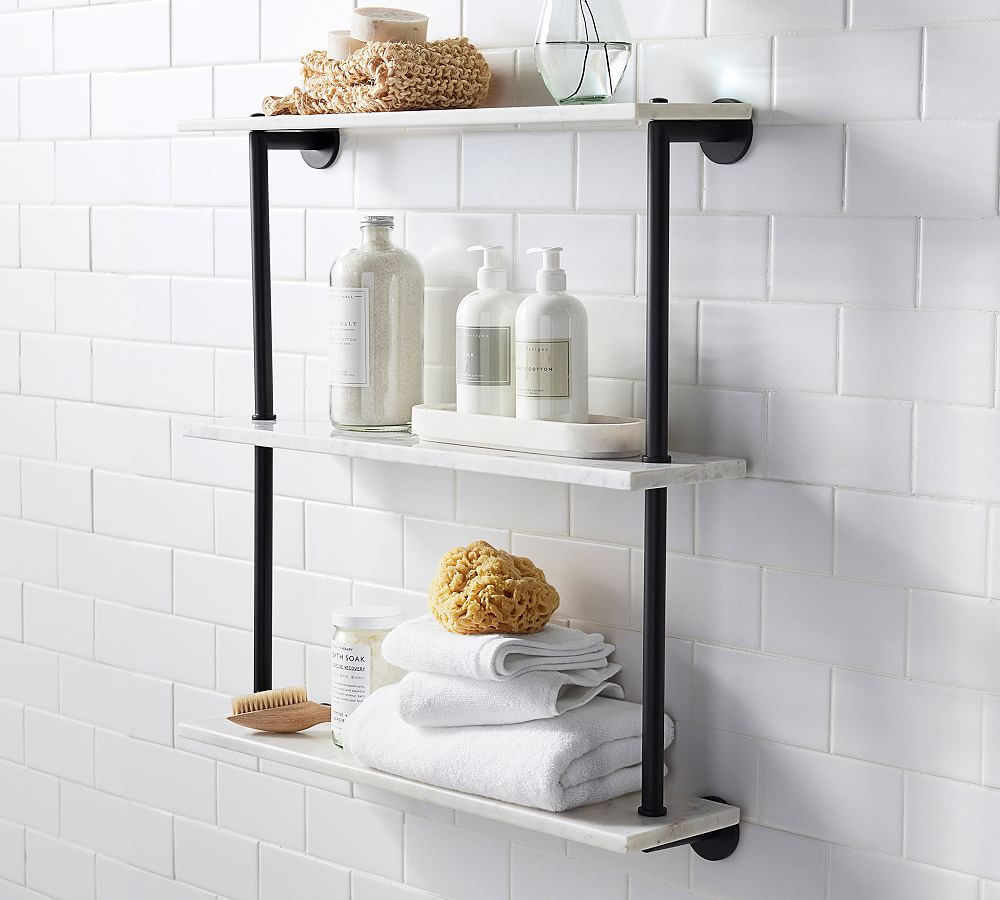 Linden Handcrafted Marble Triple Tier Shelf