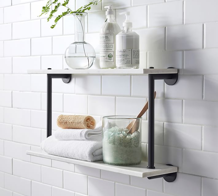 Linden Handcrafted Marble Triple Tier Shelf