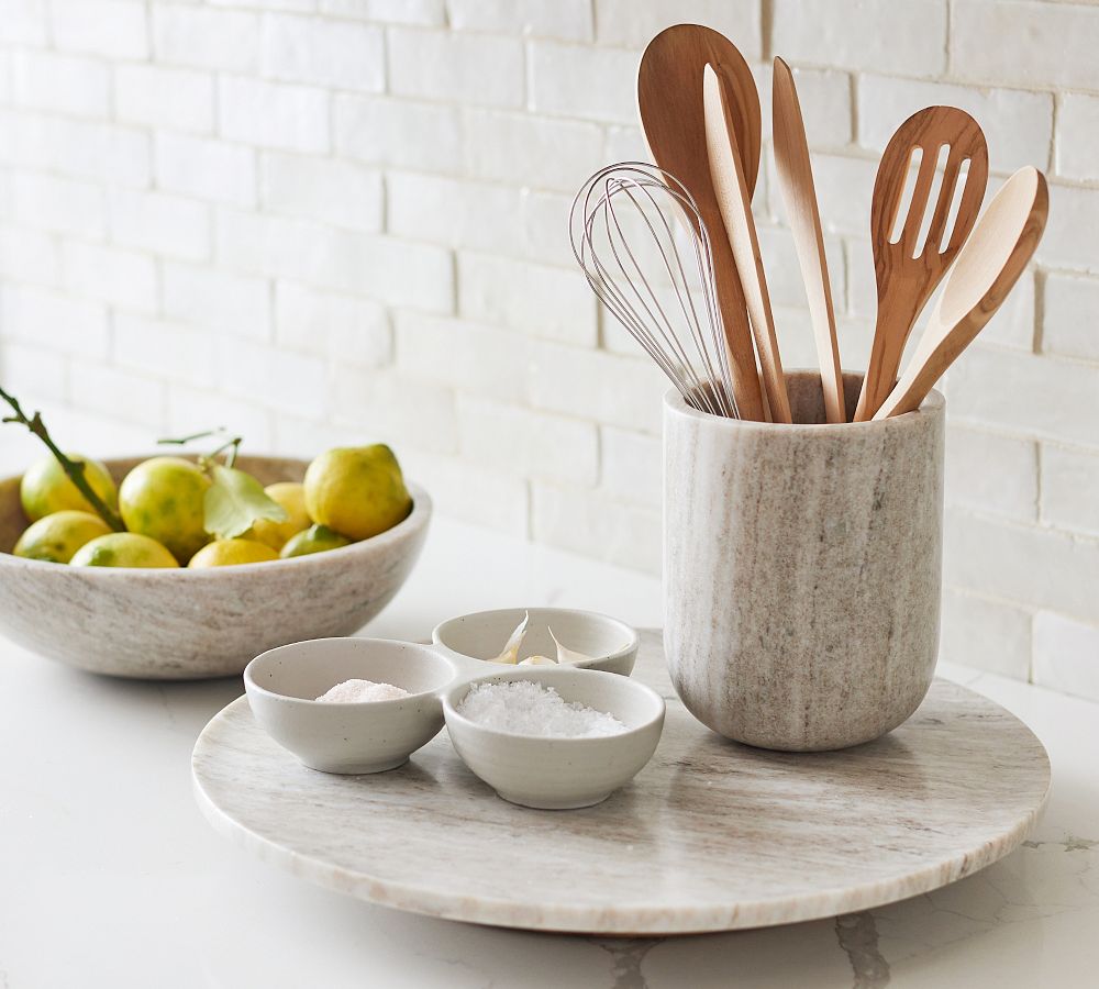 Handcrafted Beige Marble Lazy Susan