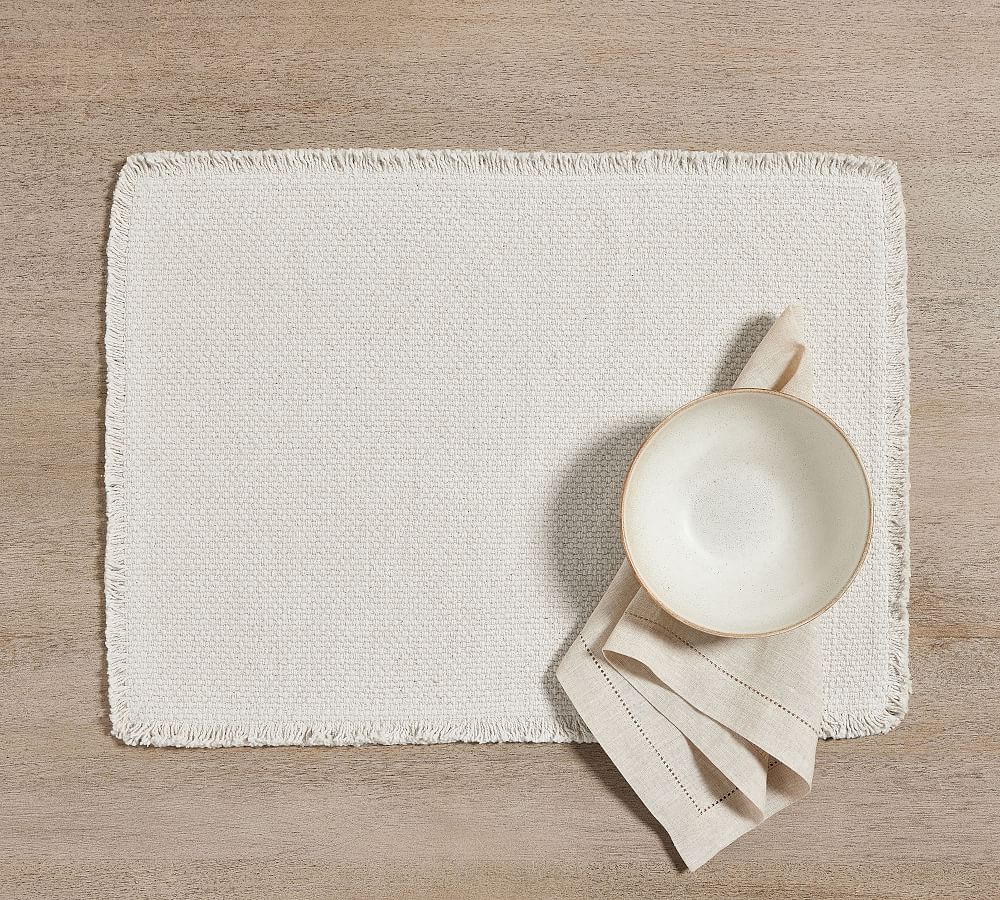 All Cotton and Linen Placemats Set of 4, Round Placemats, Cotton