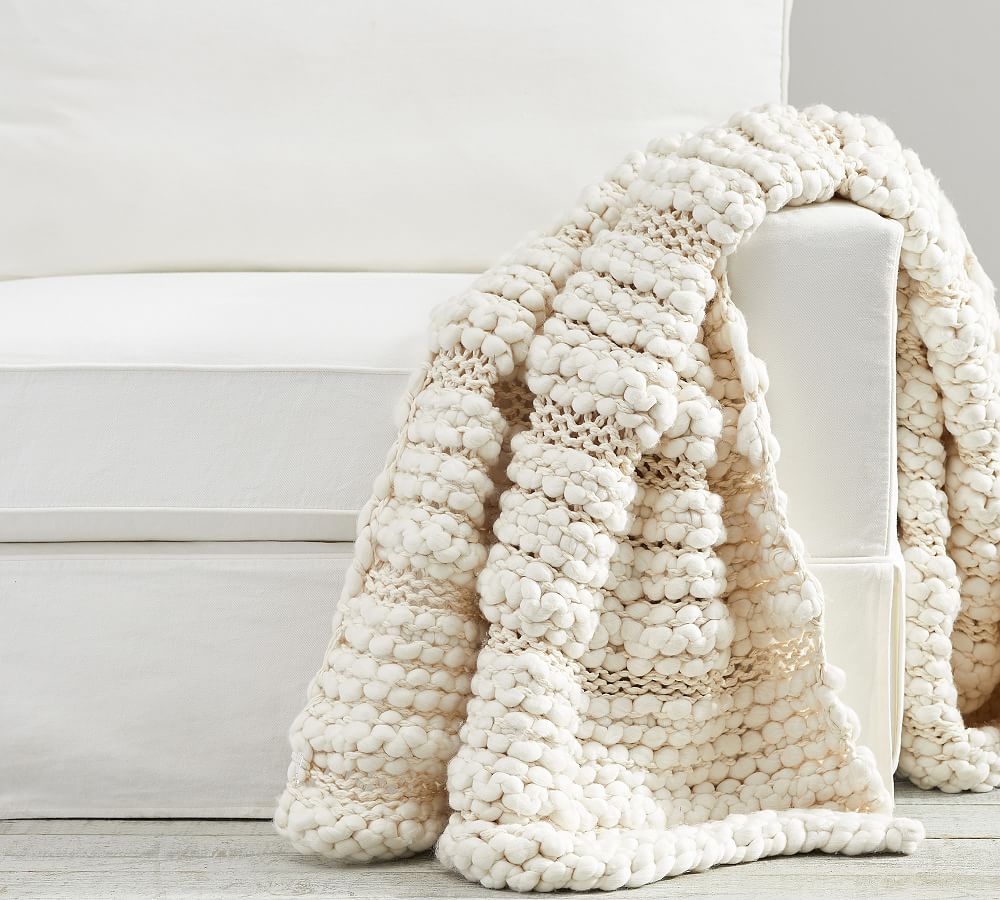 Cozy Darian Textured Handknit Throw Blanket