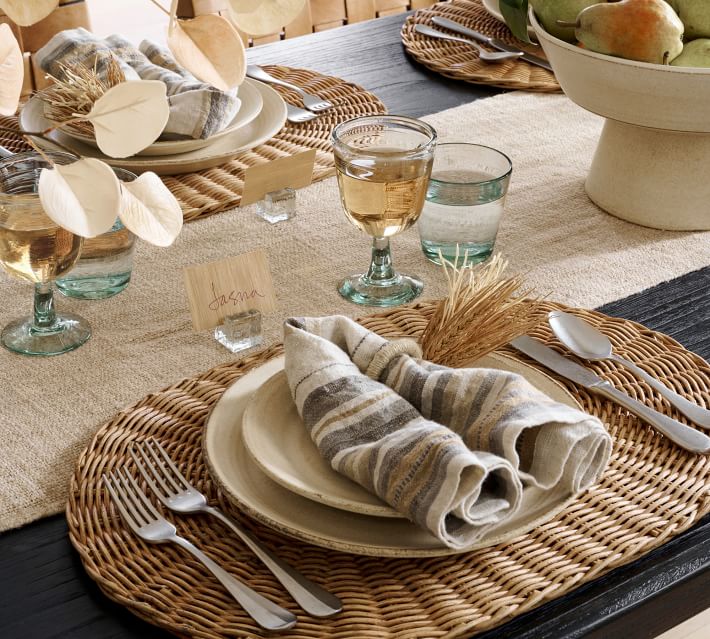 Set Of 12 Striped cloth Napkins 44 x 44cm cotton linen dinner