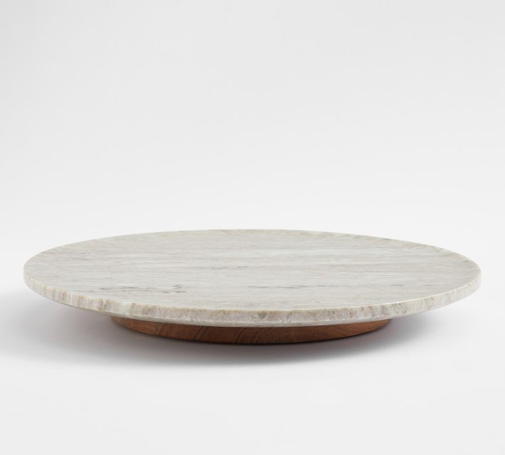 Handcrafted Beige Marble Lazy Susan