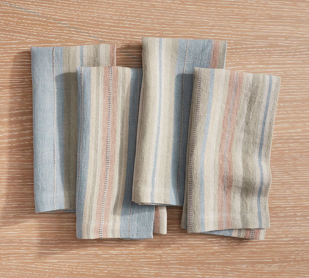 French Stripe Linen Napkin Set (Choose 4 or 6) (Ready to ship)