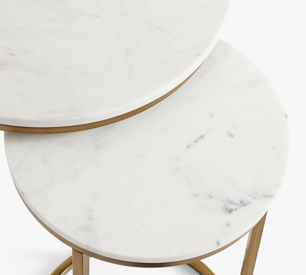 Delaney Round Marble Nesting End Table | Pottery Barn