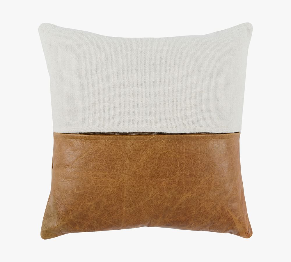 Aleta Leather & Linen Pillow Cover Pottery Barn