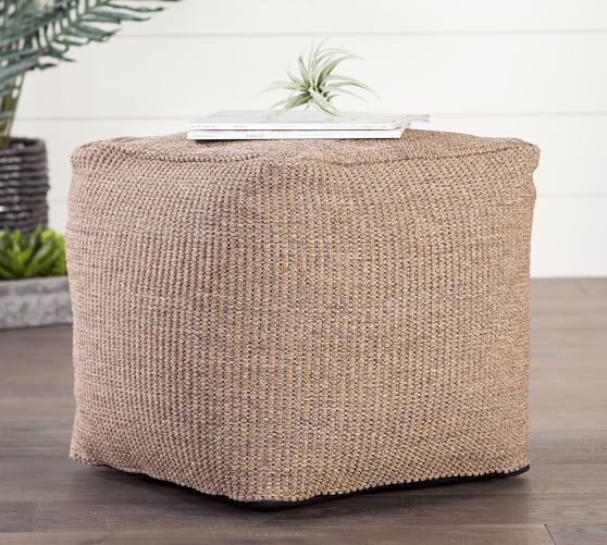 Blaise Handwoven Outdoor Pouf Pottery Barn