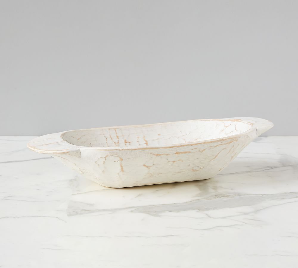Distressed White Dough Bowl