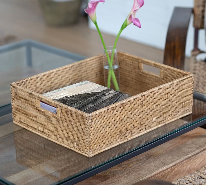 Rattan Rectangular Storage Basket Large/small 